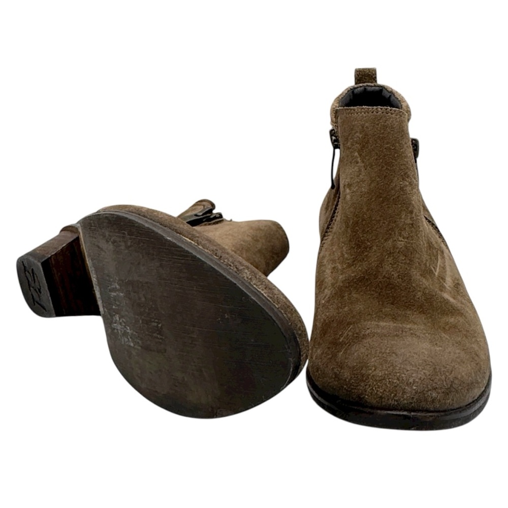 Paul Green Sloane Ankle Boots Womens 7.5 US Brown Suede Double Zip Block Heels/U